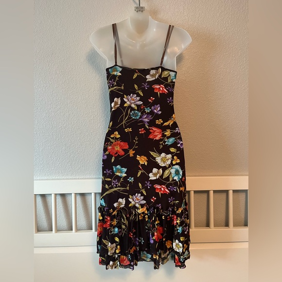 Y2K Preppy Fairy Babydoll Midi Dress Size S Boho Gypsy grunge ruffle brown - Picture 3 of 12